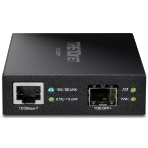TRENDnet TFC-10GSFP 10GBASE-T to SFP+  Fiber Media Converter, Multi/Single-mode module support, includes power adapter